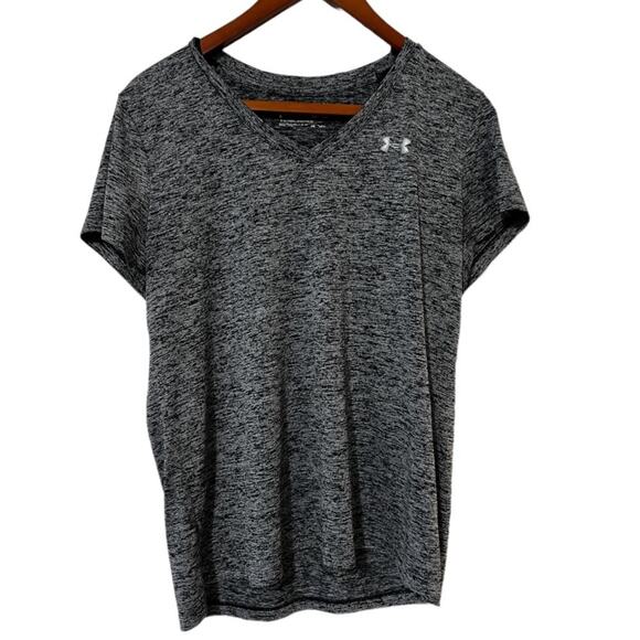 Under Armour Gray V-neck tech fabric training/workout shirt - Large - Picture 2 of 5